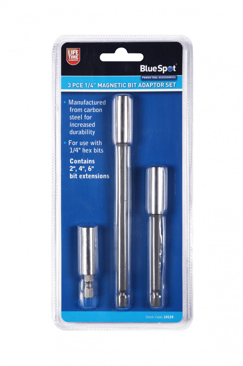 BlueSpot 3 PCE 1/4” Magnetic Bit Adaptor Set (14124)