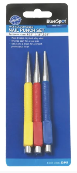 Nail Punch Set - 3 piece - 1/32", 1/16" & 3/32" (22445)