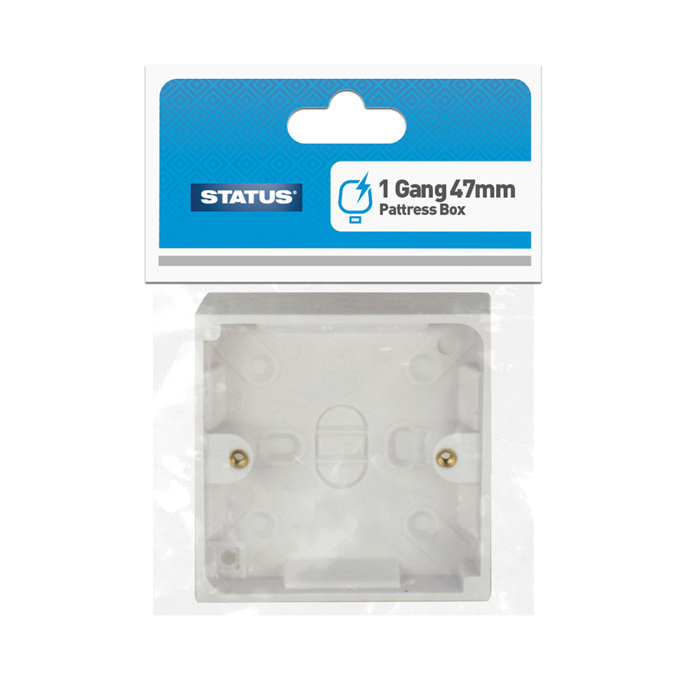 Pattress Box - White Plastic- 1 Gang - 16mm, 18mm, 25mm, 35mm & 47mm