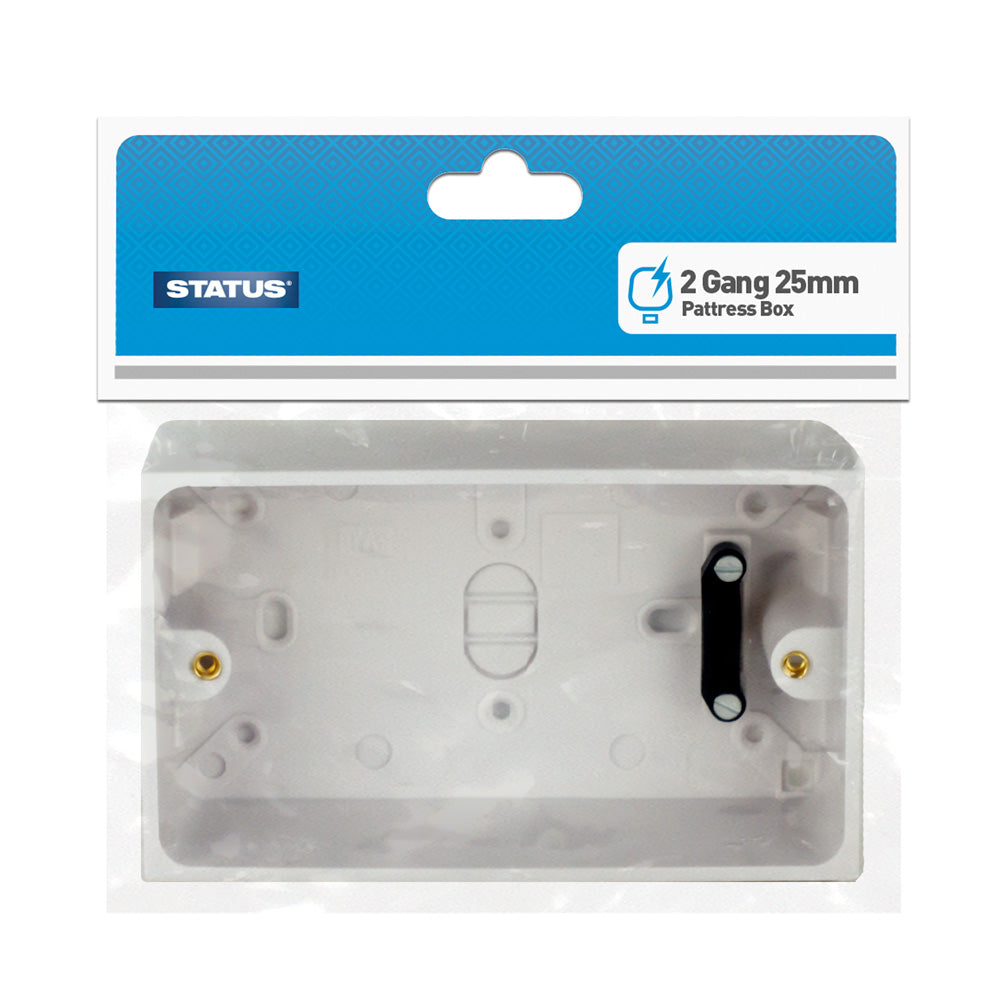 Pattress Box  - White Plastic - 2 Gang - 25mm, 35mm & 47mm