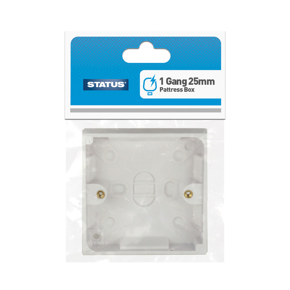 Pattress Box - White Plastic- 1 Gang - 16mm, 18mm, 25mm, 35mm & 47mm