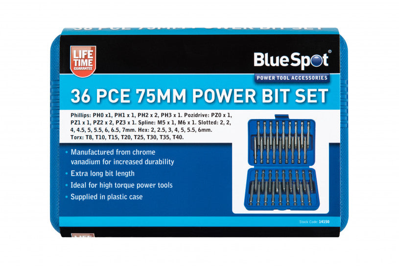 BlueSpot 36 PCE 75mm Power Bit Set (14150)