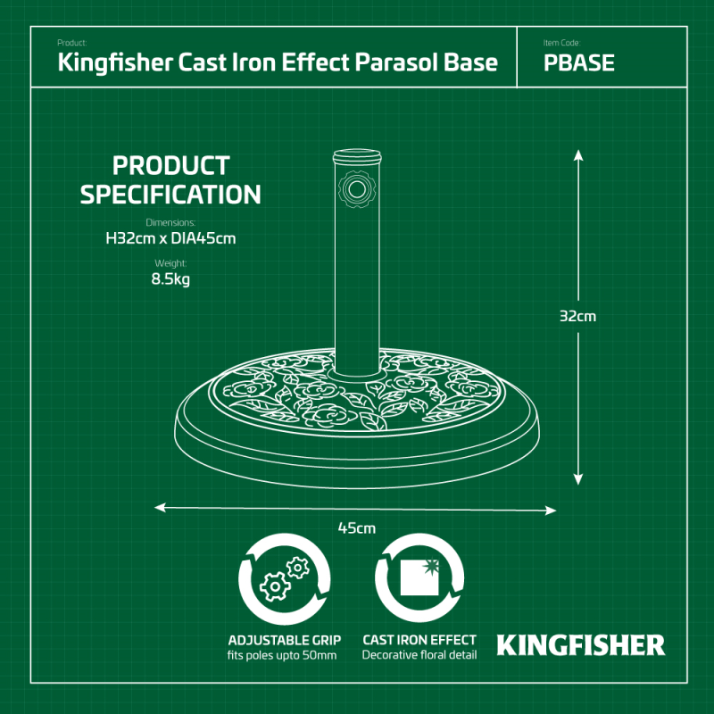 Kingfisher 9kg Cast Iron Effect Parasol Base