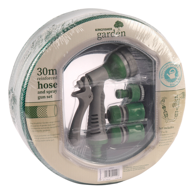 Kingfisher Reinforced Hosepipe & Spray Gun Set - 30 metres (430SGS)