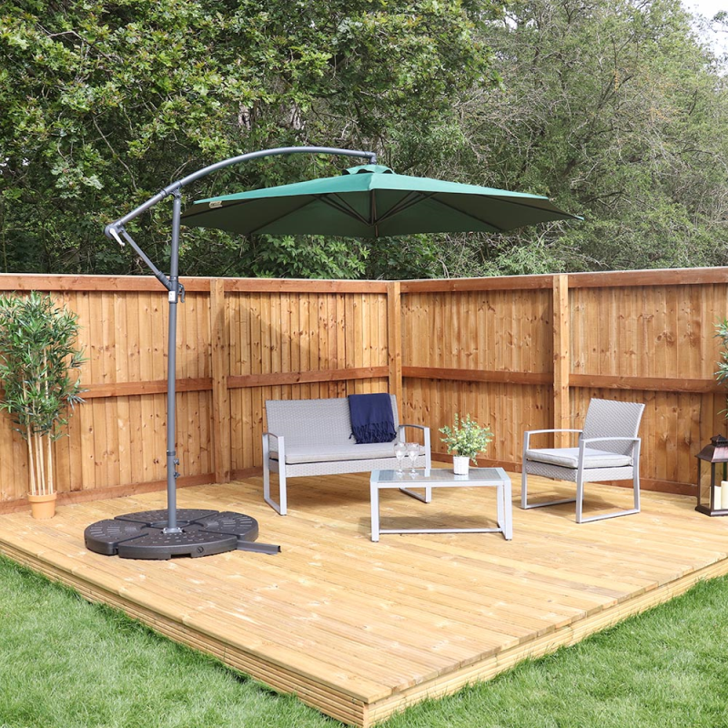 Kingfisher 3m Banana Cantilever Hanging Parasol - Green, Cream & Black (LOCAL PICKUP/DELIVERY ONLY)