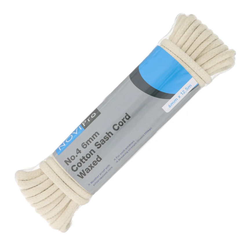 Novipro No.4 6mm Cotton Sash Cord Waxed