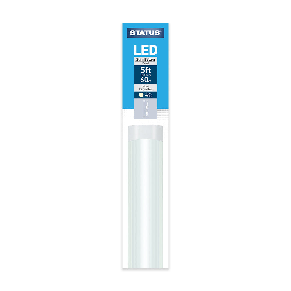 LED Slim Batten Pearl Cool White Light Tube - 2ft, 4ft, 5ft & 6ft