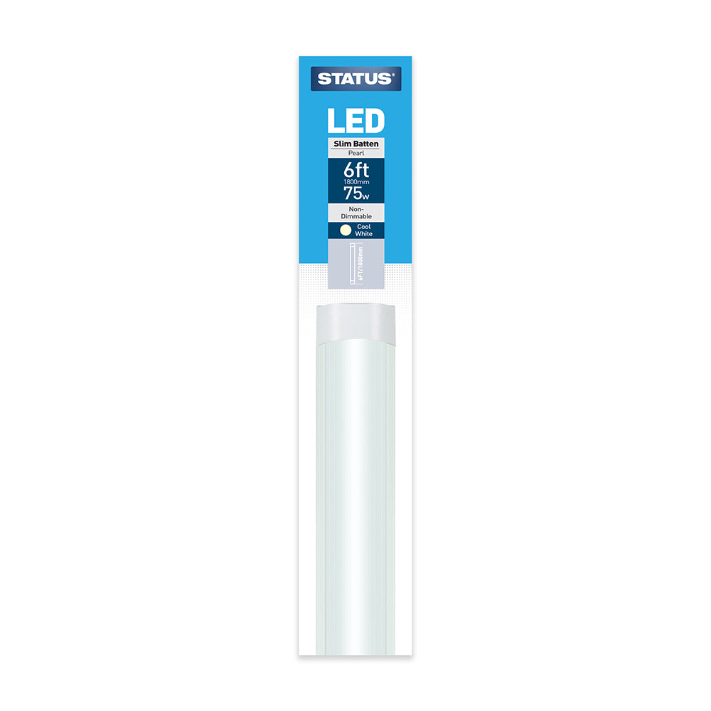 LED Slim Batten Pearl Cool White Light Tube - 2ft, 4ft, 5ft & 6ft