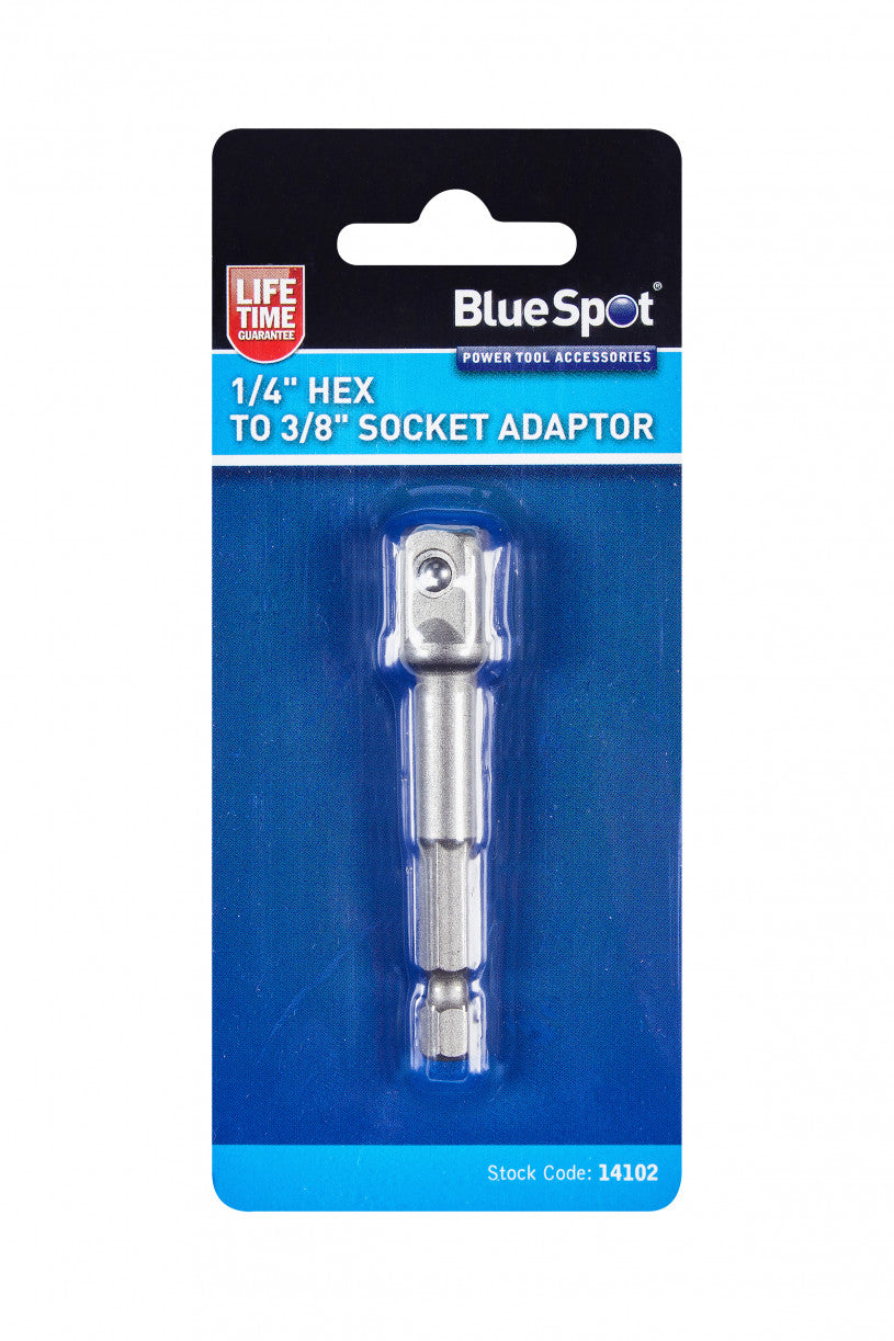 BlueSpot - 1/4" Hex to 3/8" Socket Adaptor (14102)