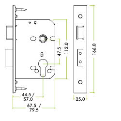 Zoo Hardware Euro Profile Sash Lock 64mm (2.5") - Satin Stainless Steel